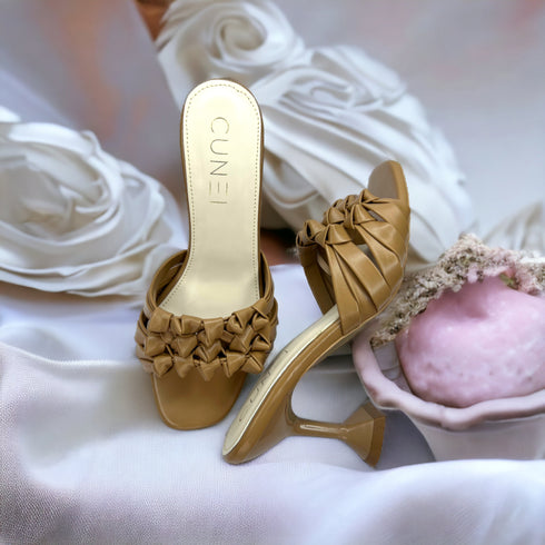 Tan Barbed Heels - Heels
